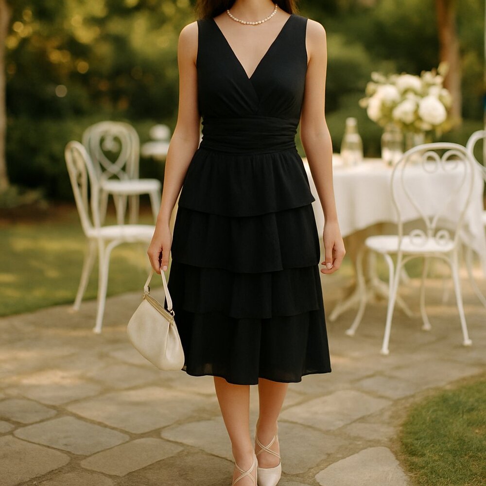 NWT Talbots Black Tiered Sleeveless Occasion Dress - Women’s 10 Petite